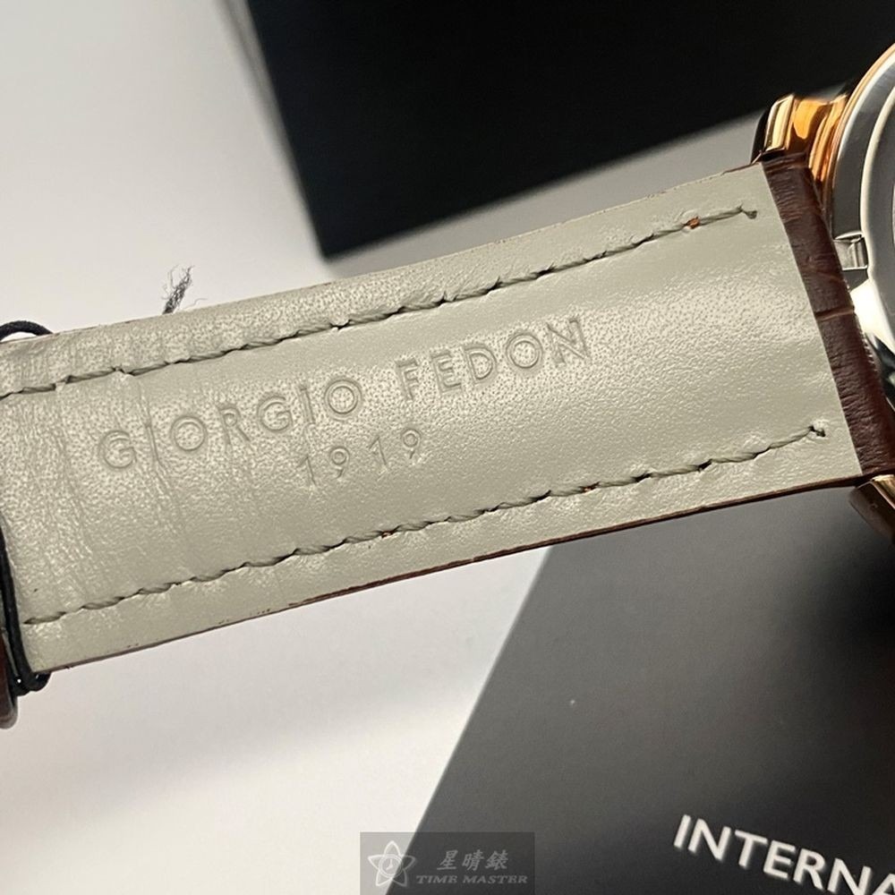 GiorgioFedon1919:手錶,型號:GF00118,男錶46mm玫瑰金錶殼銀白色錶面真皮皮革錶帶款-細節圖7