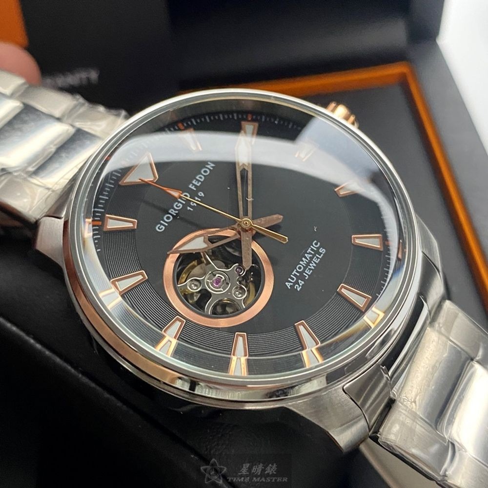 GiorgioFedon1919:手錶,型號:GF00119,男錶46mm銀錶殼黑色錶面精鋼錶帶款-細節圖3