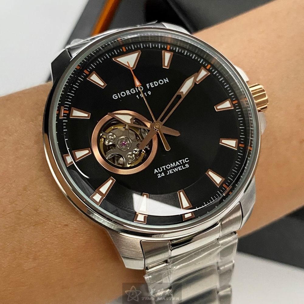 GiorgioFedon1919:手錶,型號:GF00119,男錶46mm銀錶殼黑色錶面精鋼錶帶款-細節圖4