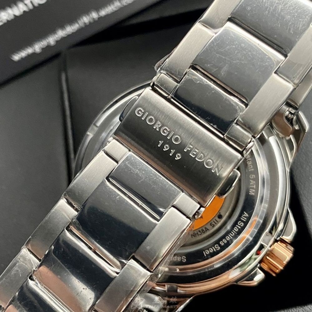 GiorgioFedon1919:手錶,型號:GF00119,男錶46mm銀錶殼黑色錶面精鋼錶帶款-細節圖8