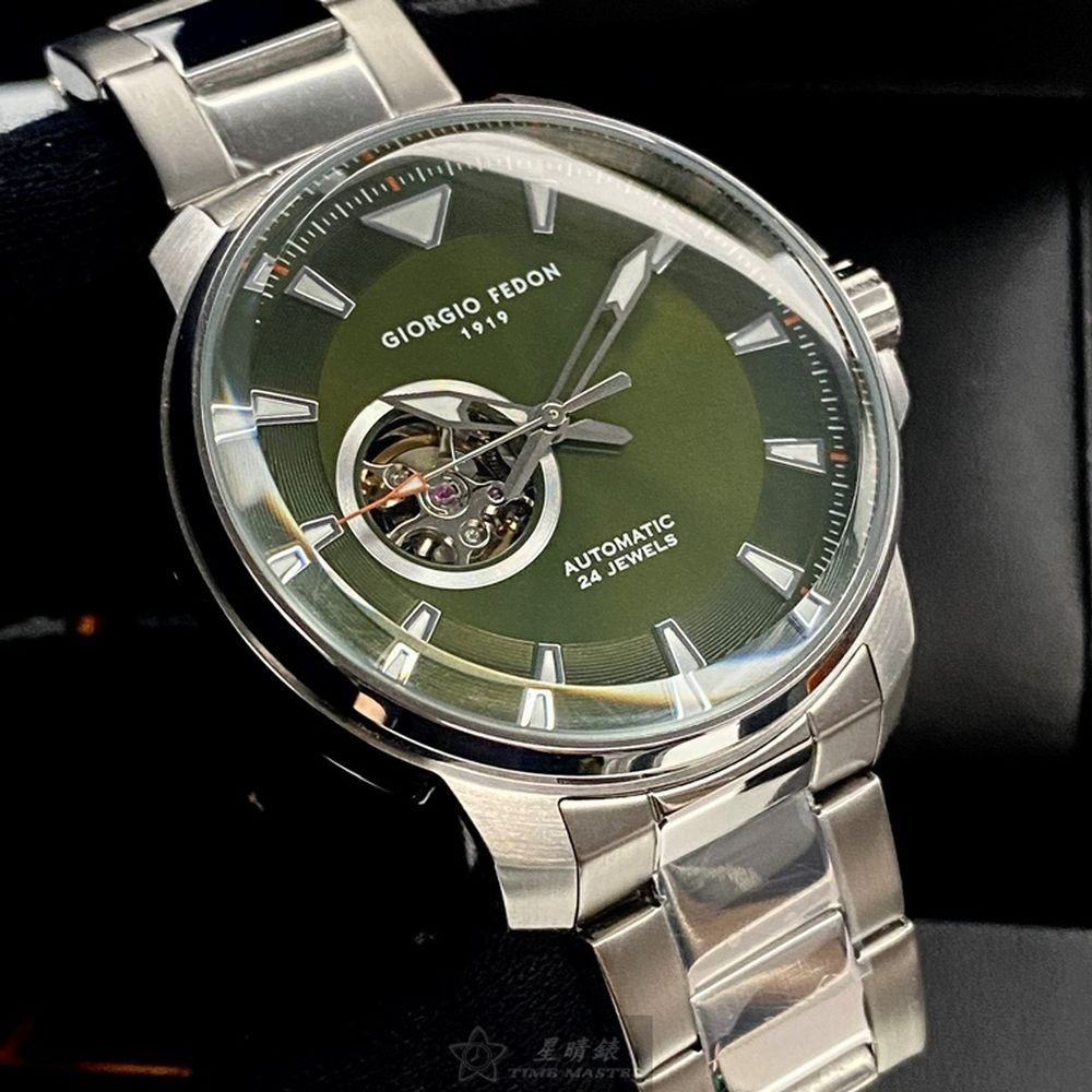 GiorgioFedon1919:手錶,型號:GF00120,男錶46mm銀錶殼墨綠色錶面精鋼錶帶款-細節圖2