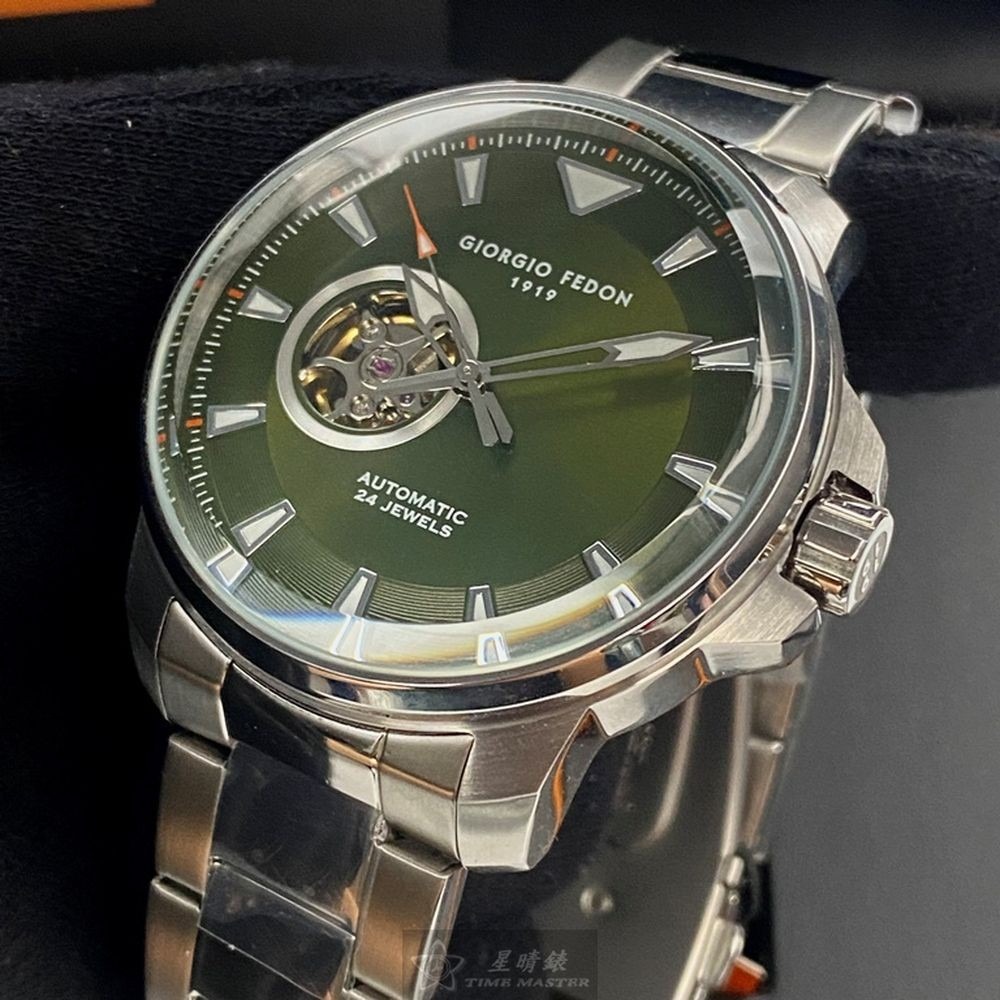GiorgioFedon1919:手錶,型號:GF00120,男錶46mm銀錶殼墨綠色錶面精鋼錶帶款-細節圖3