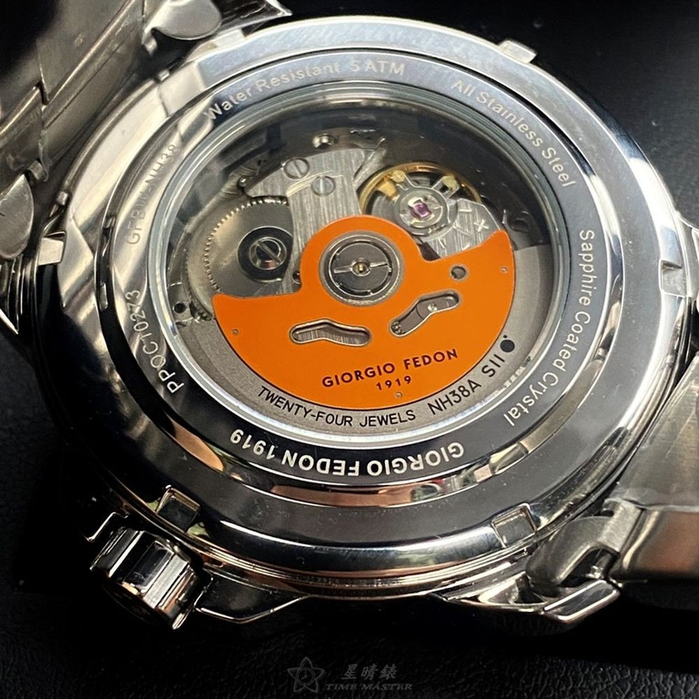 GiorgioFedon1919:手錶,型號:GF00120,男錶46mm銀錶殼墨綠色錶面精鋼錶帶款-細節圖4