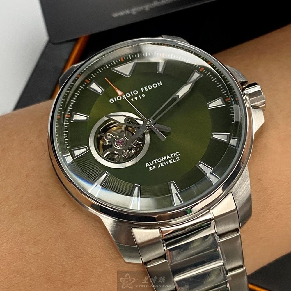 GiorgioFedon1919:手錶,型號:GF00120,男錶46mm銀錶殼墨綠色錶面精鋼錶帶款-細節圖5