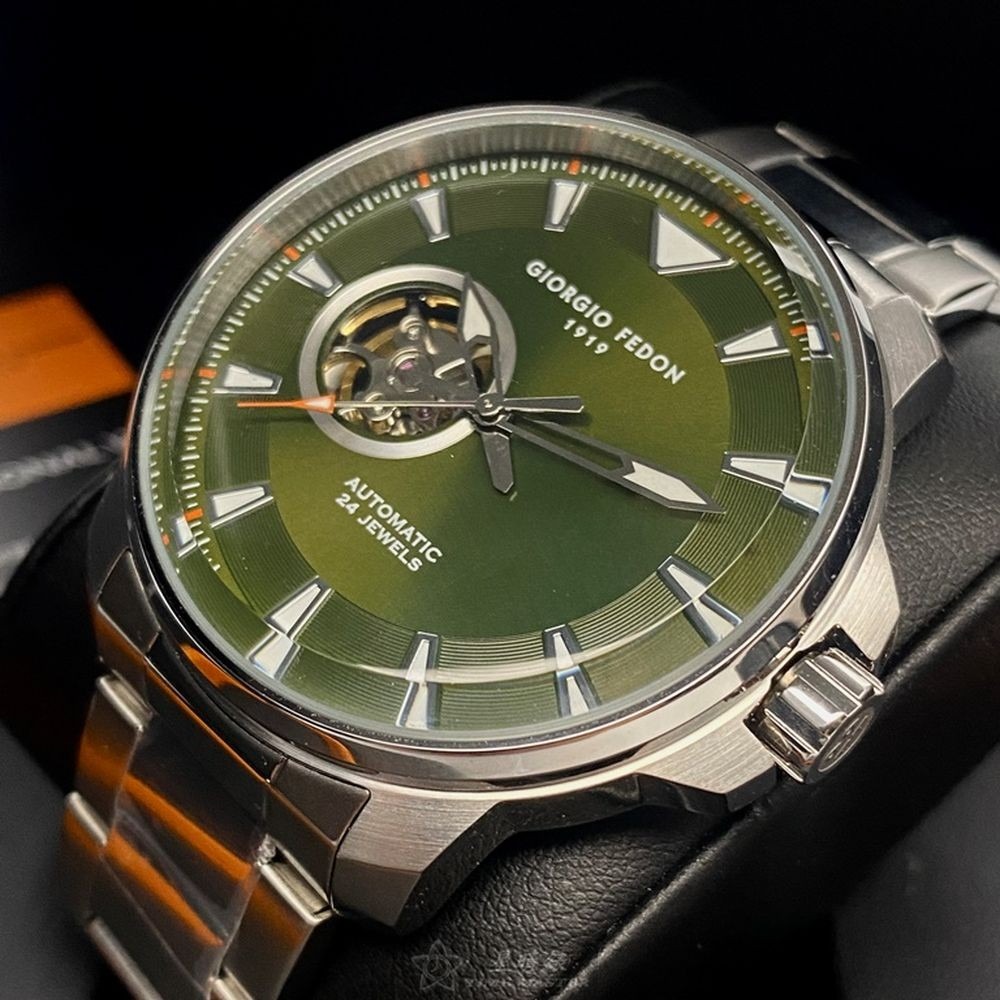GiorgioFedon1919:手錶,型號:GF00120,男錶46mm銀錶殼墨綠色錶面精鋼錶帶款-細節圖7