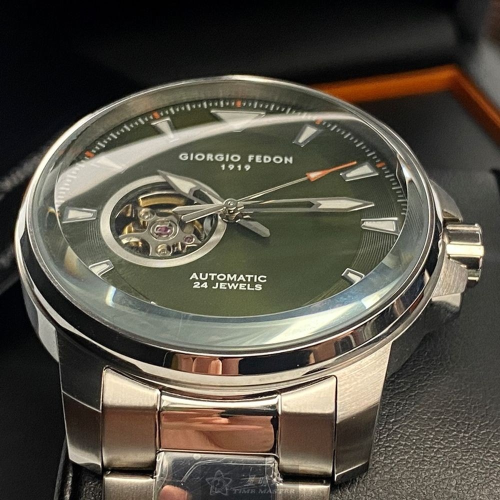 GiorgioFedon1919:手錶,型號:GF00120,男錶46mm銀錶殼墨綠色錶面精鋼錶帶款-細節圖9