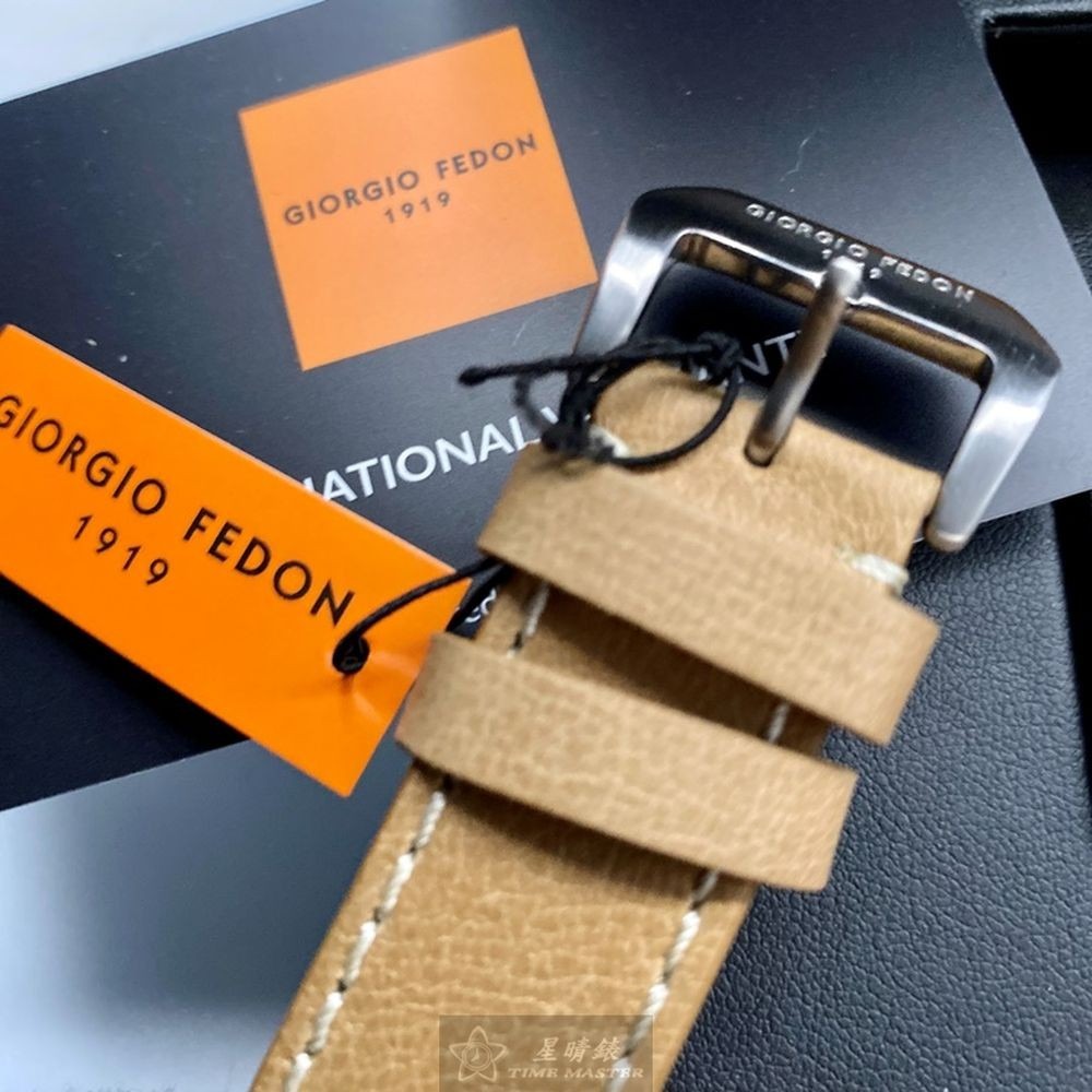 GiorgioFedon1919:手錶,型號:GF00121,男錶46mm銀錶殼黑色雙面機械鏤空錶面真皮皮革錶帶款-細節圖7