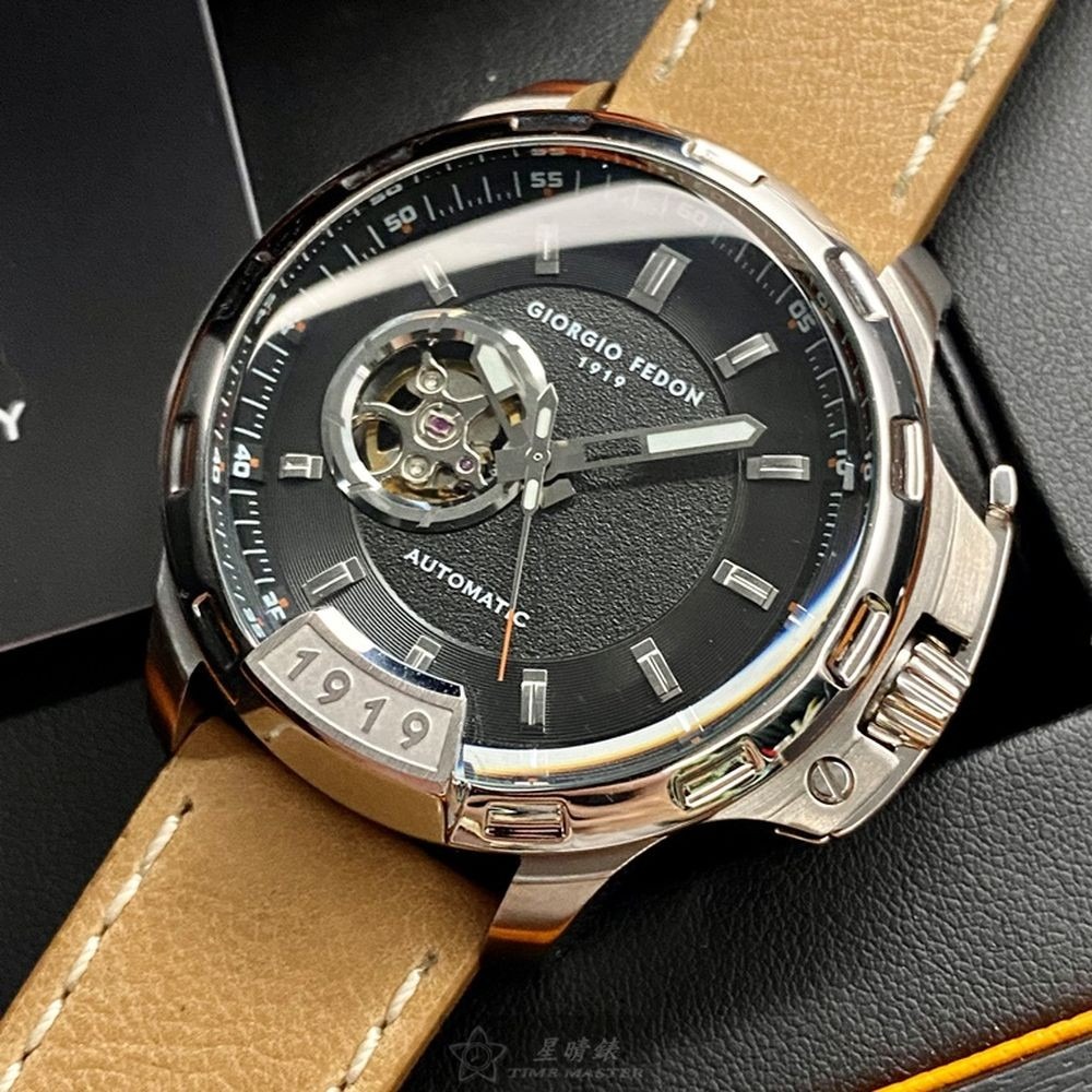 GiorgioFedon1919:手錶,型號:GF00121,男錶46mm銀錶殼黑色雙面機械鏤空錶面真皮皮革錶帶款-細節圖11