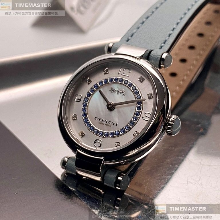 COACH:手錶,型號:CH00139,女錶26mm銀錶殼白銀色錶面真皮皮革錶帶款-細節圖5