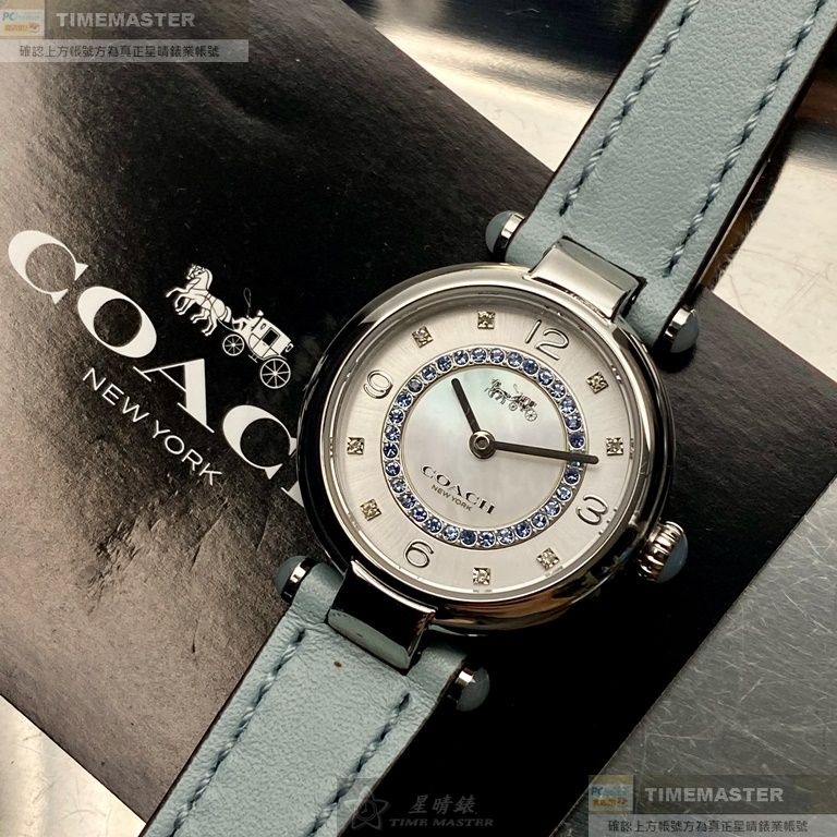 COACH:手錶,型號:CH00139,女錶26mm銀錶殼白銀色錶面真皮皮革錶帶款-細節圖6