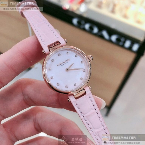 COACH:手錶,型號:CH00146,女錶26mm玫瑰金錶殼粉紅色錶面真皮皮革錶帶款