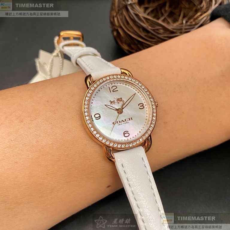 COACH:手錶,型號:CH00148,女錶28mm玫瑰金錶殼貝母錶面真皮皮革錶帶款-細節圖4