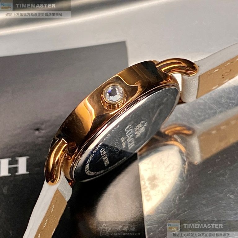 COACH:手錶,型號:CH00148,女錶28mm玫瑰金錶殼貝母錶面真皮皮革錶帶款-細節圖6