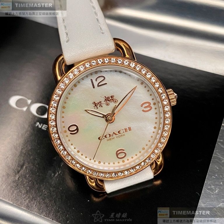 COACH:手錶,型號:CH00148,女錶28mm玫瑰金錶殼貝母錶面真皮皮革錶帶款-細節圖9