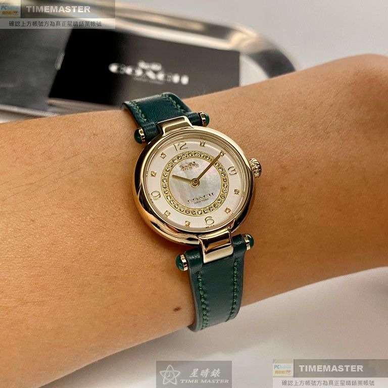 COACH:手錶,型號:CH00157,女錶26mm金色錶殼貝母錶面真皮皮革錶帶款-細節圖9