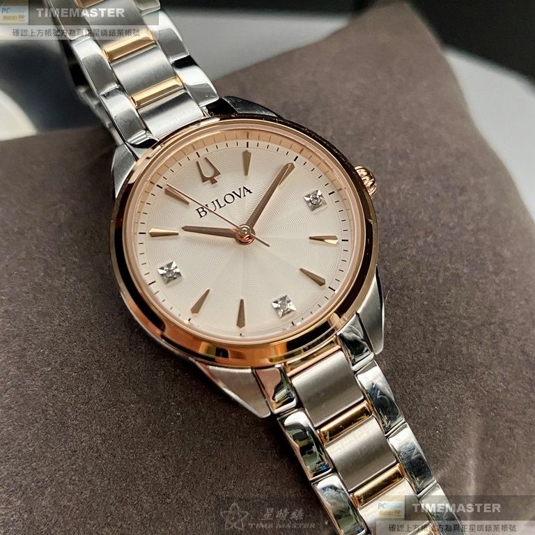 BULOVA:手錶,型號:BU00002,女錶28mm玫瑰金錶殼白色錶面精鋼錶帶款-細節圖2