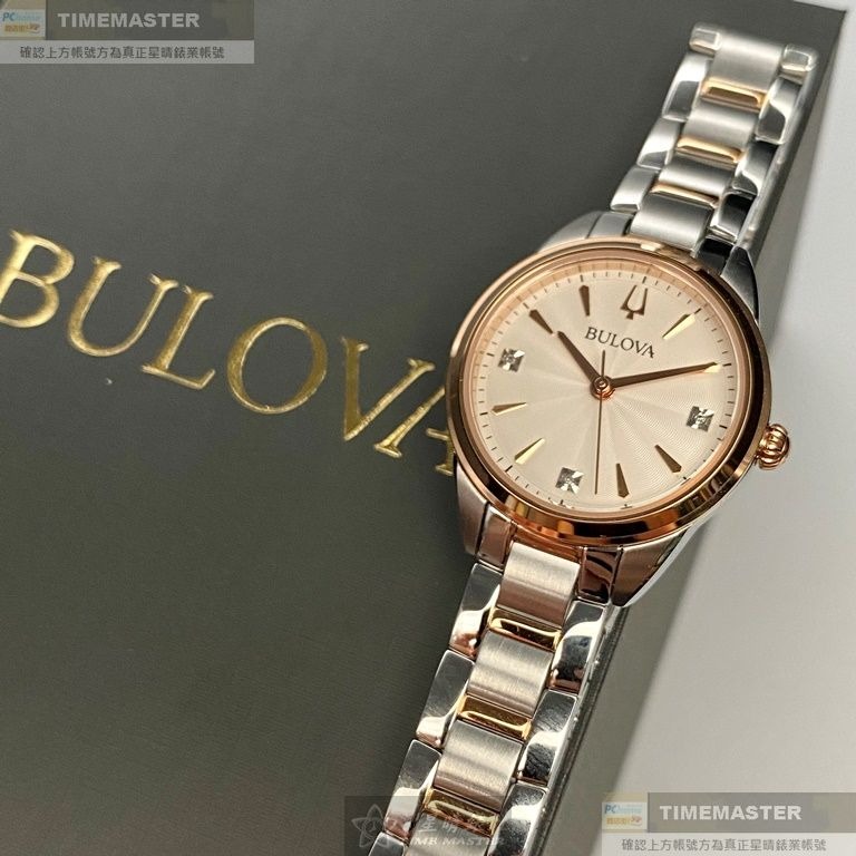 BULOVA:手錶,型號:BU00002,女錶28mm玫瑰金錶殼白色錶面精鋼錶帶款-細節圖3