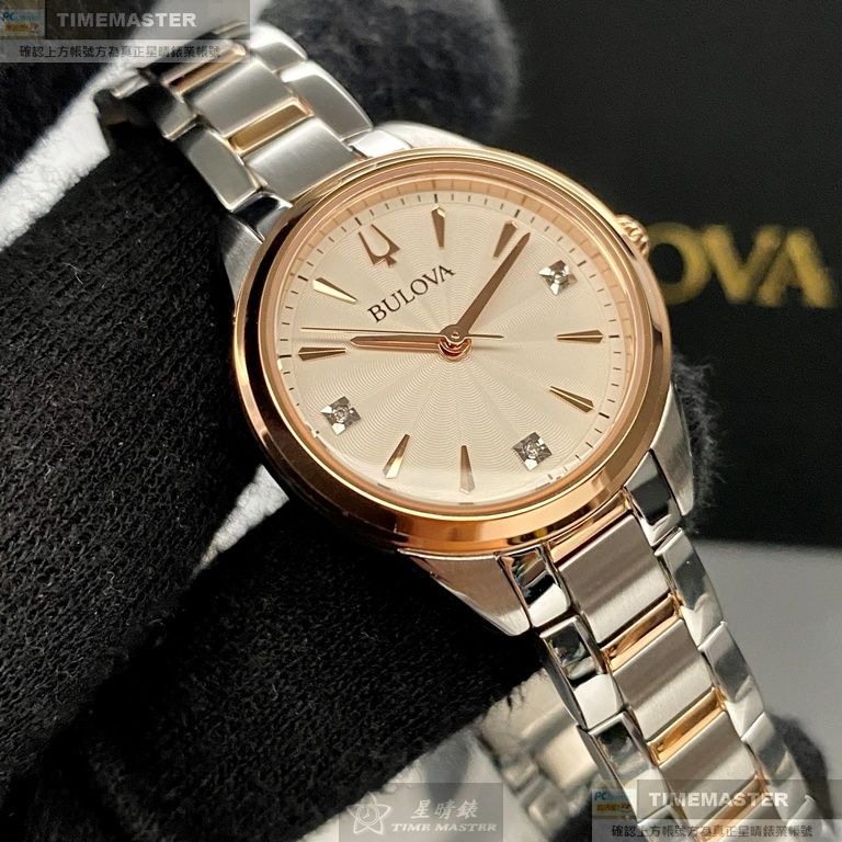 BULOVA:手錶,型號:BU00002,女錶28mm玫瑰金錶殼白色錶面精鋼錶帶款-細節圖4