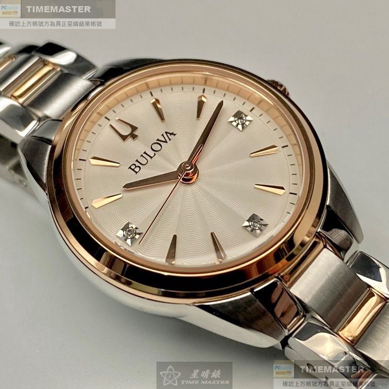 BULOVA:手錶,型號:BU00002,女錶28mm玫瑰金錶殼白色錶面精鋼錶帶款-細節圖5