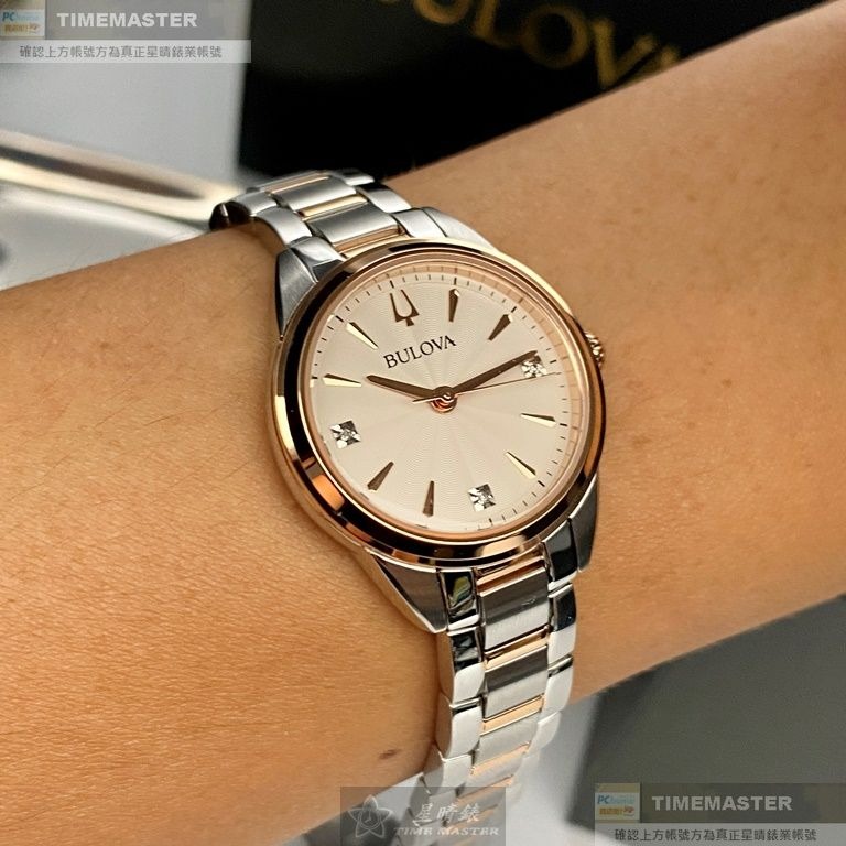 BULOVA:手錶,型號:BU00002,女錶28mm玫瑰金錶殼白色錶面精鋼錶帶款-細節圖8