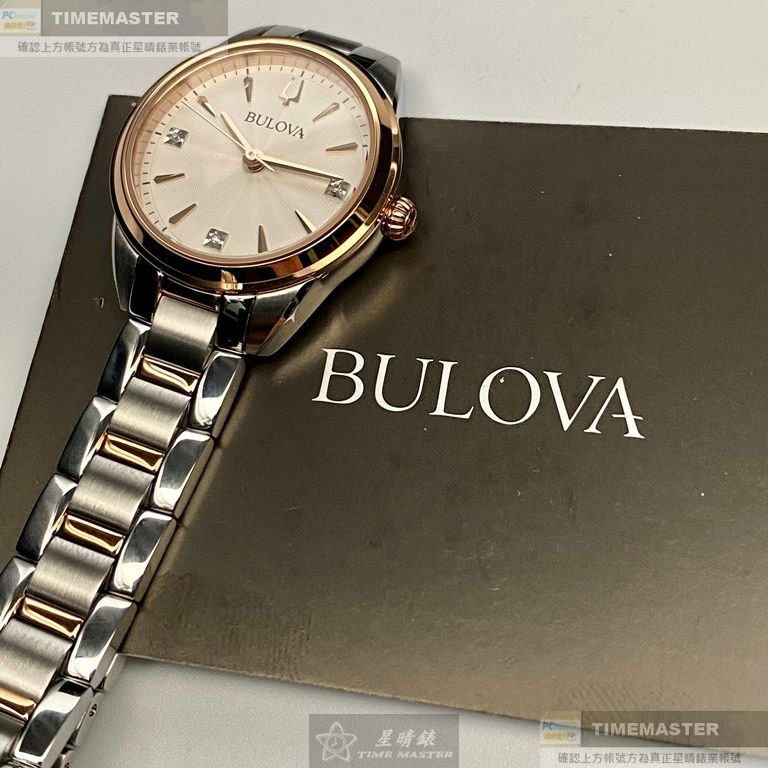 BULOVA:手錶,型號:BU00002,女錶28mm玫瑰金錶殼白色錶面精鋼錶帶款-細節圖9