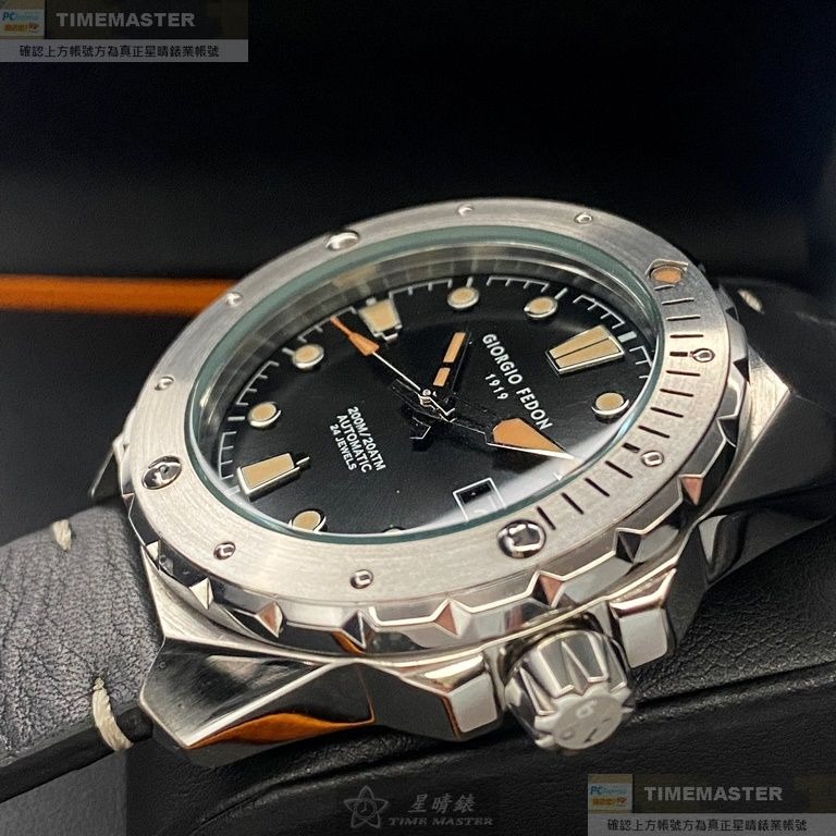 GiorgioFedon1919:手錶,型號:GF00125,男錶46mm銀錶殼黑色錶面真皮皮革錶帶款-細節圖5
