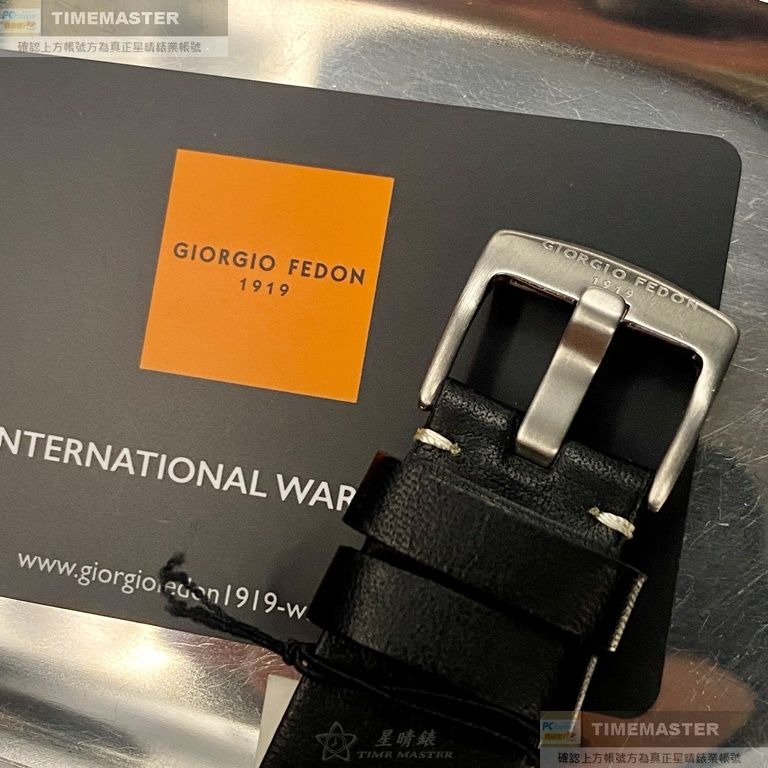 GiorgioFedon1919:手錶,型號:GF00125,男錶46mm銀錶殼黑色錶面真皮皮革錶帶款-細節圖7