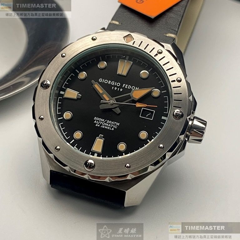 GiorgioFedon1919:手錶,型號:GF00125,男錶46mm銀錶殼黑色錶面真皮皮革錶帶款-細節圖11