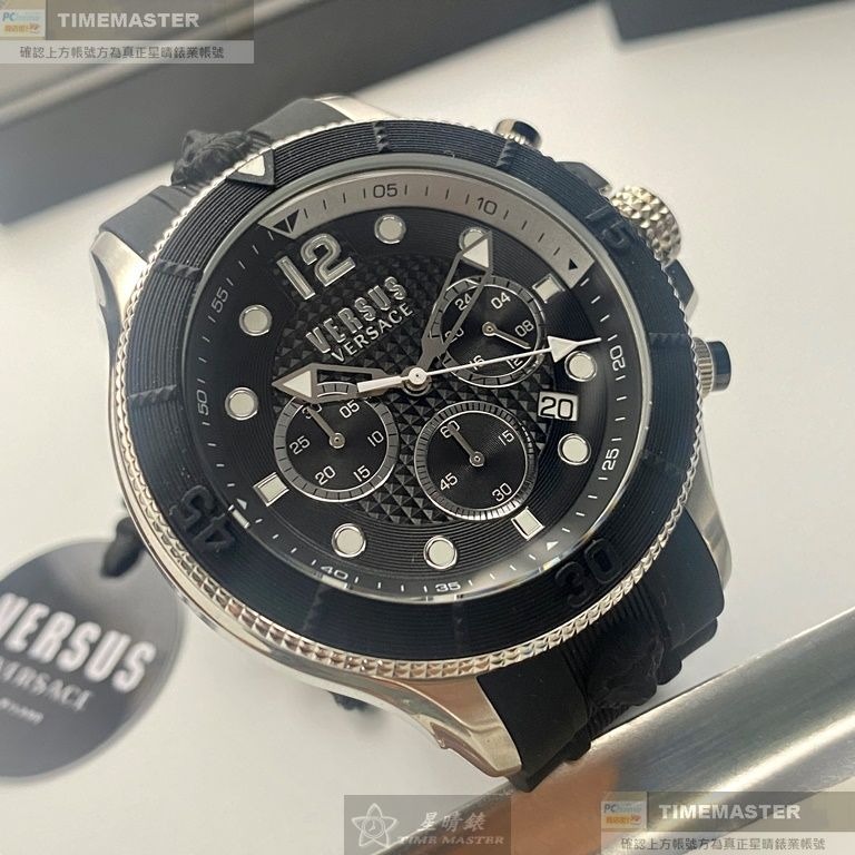 VERSUS VERSACE:手錶,型號:VV00353,男錶48mm黑錶殼黑色錶面矽膠錶帶款-細節圖2