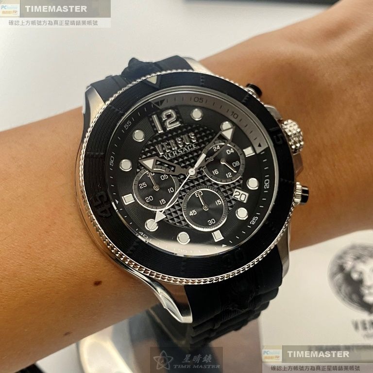 VERSUS VERSACE:手錶,型號:VV00353,男錶48mm黑錶殼黑色錶面矽膠錶帶款-細節圖3