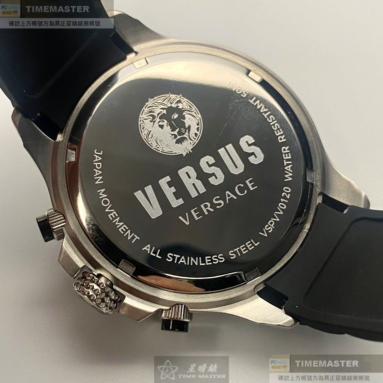 VERSUS VERSACE:手錶,型號:VV00353,男錶48mm黑錶殼黑色錶面矽膠錶帶款-細節圖4