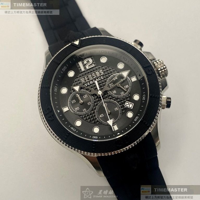 VERSUS VERSACE:手錶,型號:VV00353,男錶48mm黑錶殼黑色錶面矽膠錶帶款-細節圖5