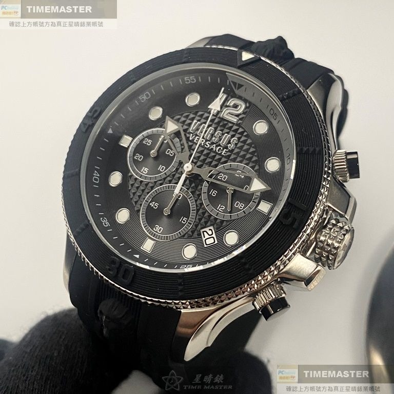 VERSUS VERSACE:手錶,型號:VV00353,男錶48mm黑錶殼黑色錶面矽膠錶帶款-細節圖6