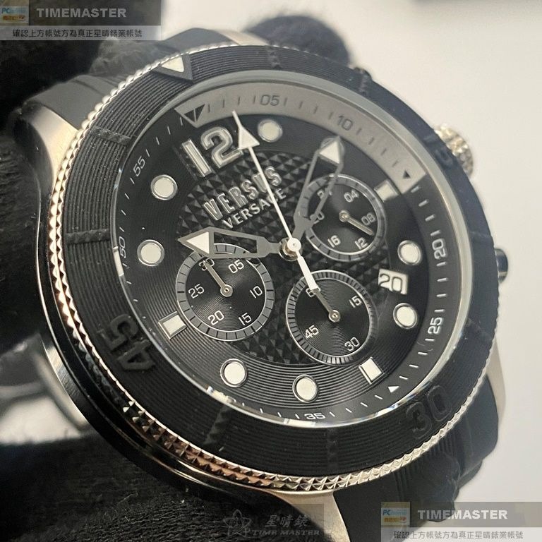 VERSUS VERSACE:手錶,型號:VV00353,男錶48mm黑錶殼黑色錶面矽膠錶帶款-細節圖8