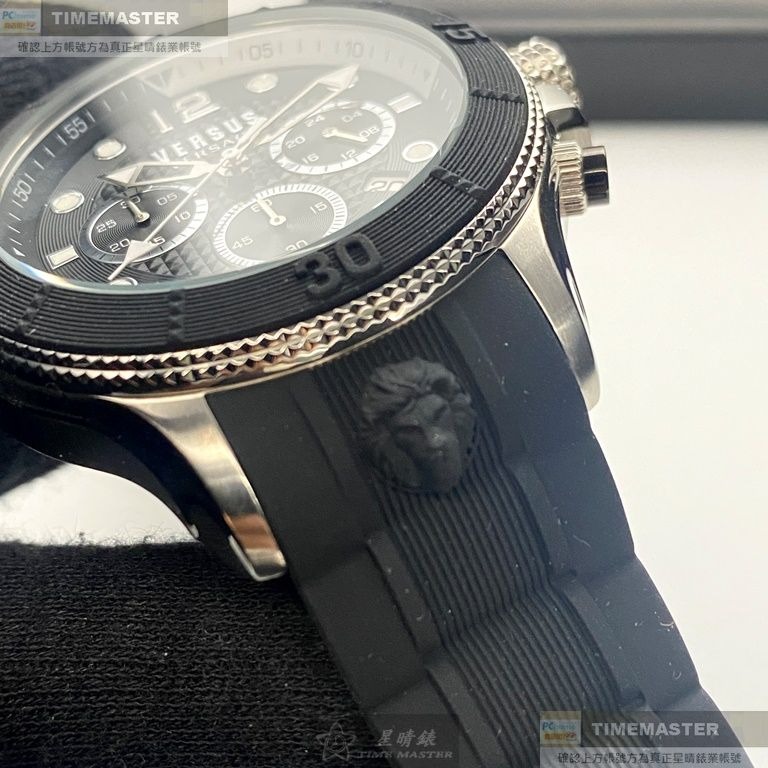 VERSUS VERSACE:手錶,型號:VV00353,男錶48mm黑錶殼黑色錶面矽膠錶帶款-細節圖9