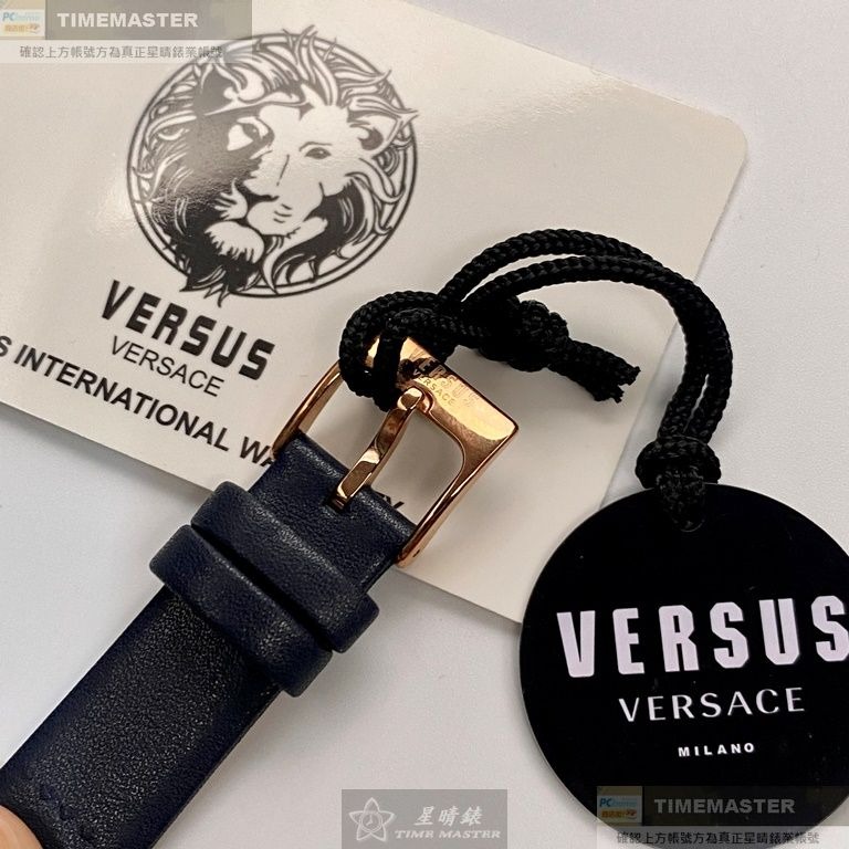 VERSUS VERSACE:手錶,型號:VV00356,女錶38mm玫瑰金錶殼寶藍色錶面真皮皮革錶帶款-細節圖7