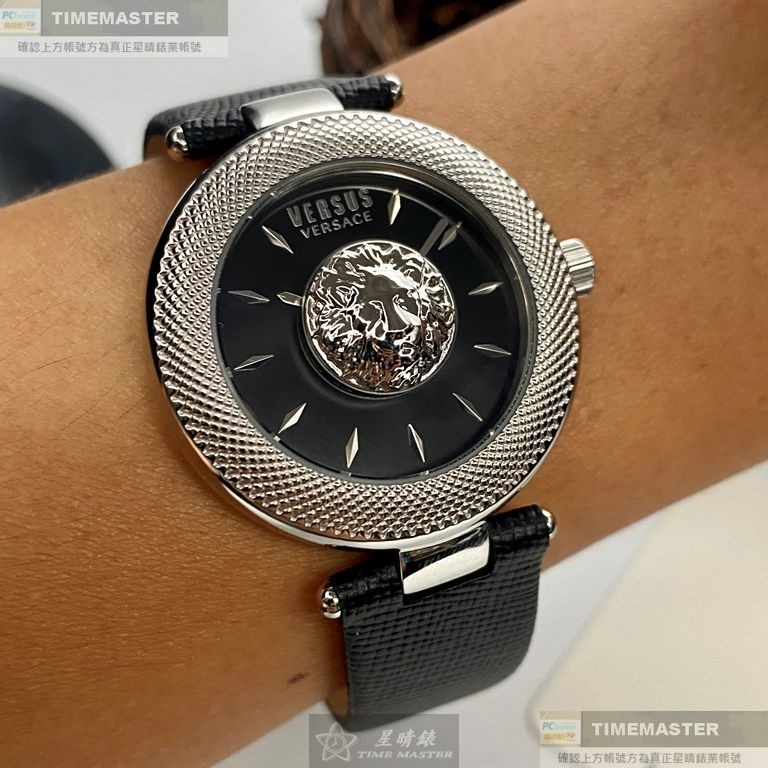 VERSUS VERSACE:手錶,型號:VV00358,女錶36mm銀錶殼黑色錶面真皮皮革錶帶款-細節圖4