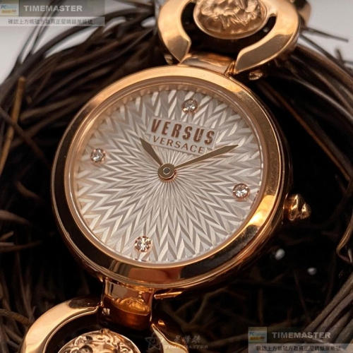 VERSUS VERSACE:手錶,型號:VV00359,女錶28mm玫瑰金錶殼白色錶面精鋼錶帶款