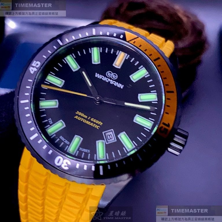 WAKMANN:手錶,型號:WA00029,男錶44mm黑錶殼黑色錶面矽膠錶帶款-細節圖2