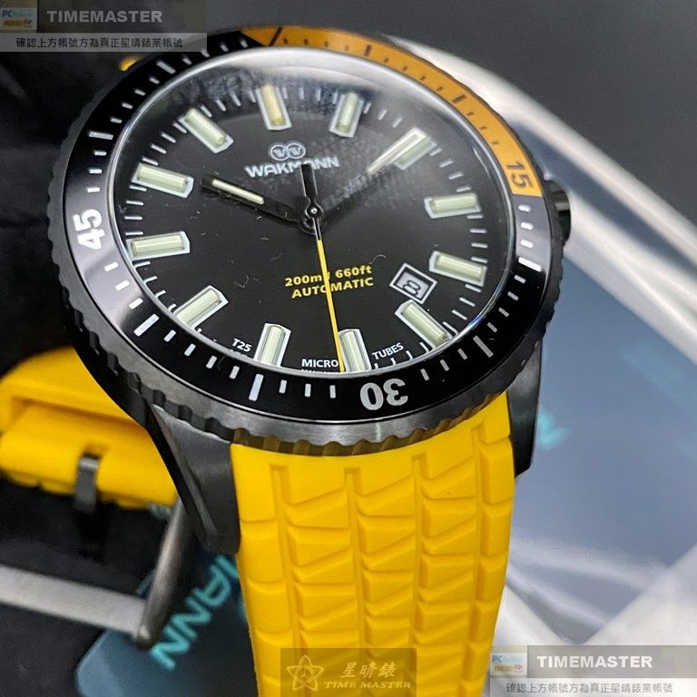 WAKMANN:手錶,型號:WA00029,男錶44mm黑錶殼黑色錶面矽膠錶帶款-細節圖9