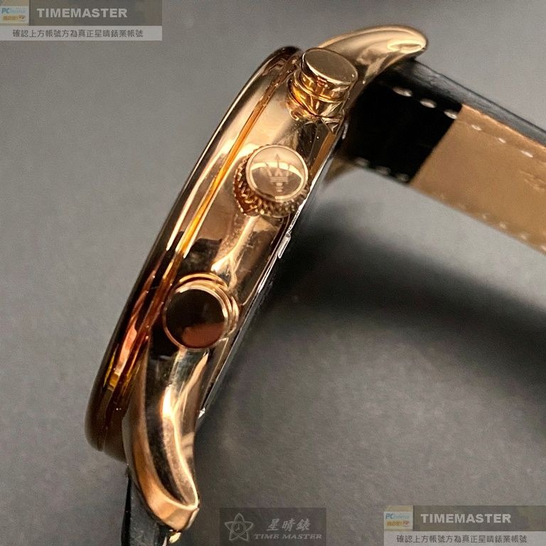 MASERATI:手錶,型號:R8871646001,男錶46mm玫瑰金錶殼黑色錶面真皮皮革錶帶款-細節圖8
