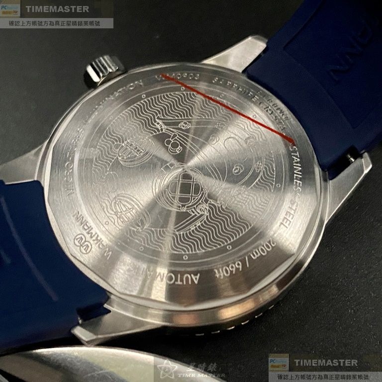 WAKMANN:手錶,型號:WA00030,男錶44mm寶藍錶殼寶藍色錶面矽膠錶帶款-細節圖6