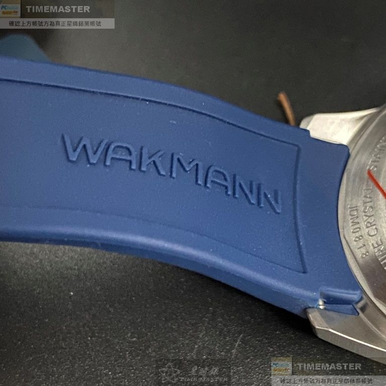 WAKMANN:手錶,型號:WA00030,男錶44mm寶藍錶殼寶藍色錶面矽膠錶帶款-細節圖7