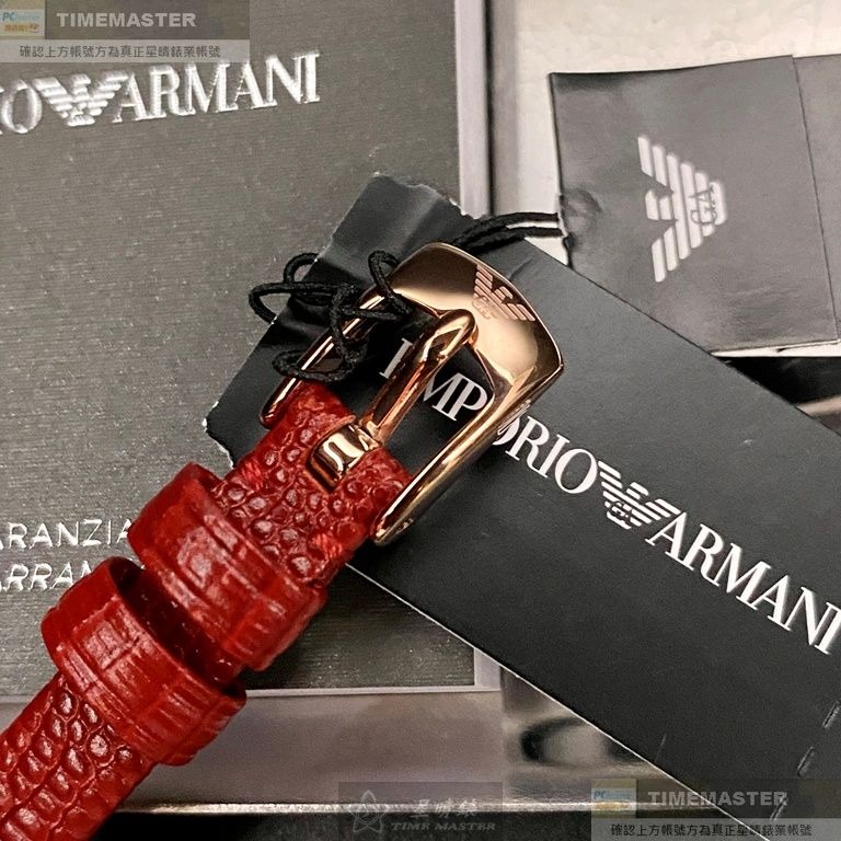 ARMANI:手錶,型號:AR00045,女錶26mm玫瑰金錶殼貝母錶面真皮皮革錶帶款-細節圖4