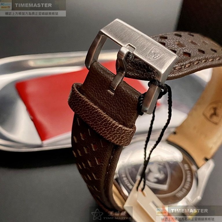 FERRARI:手錶,型號:FE00066,男錶46mm玫瑰金錶殼白色錶面真皮皮革錶帶款-細節圖7