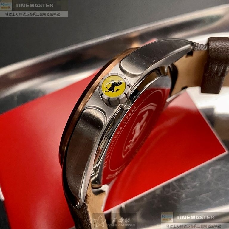 FERRARI:手錶,型號:FE00066,男錶46mm玫瑰金錶殼白色錶面真皮皮革錶帶款-細節圖8
