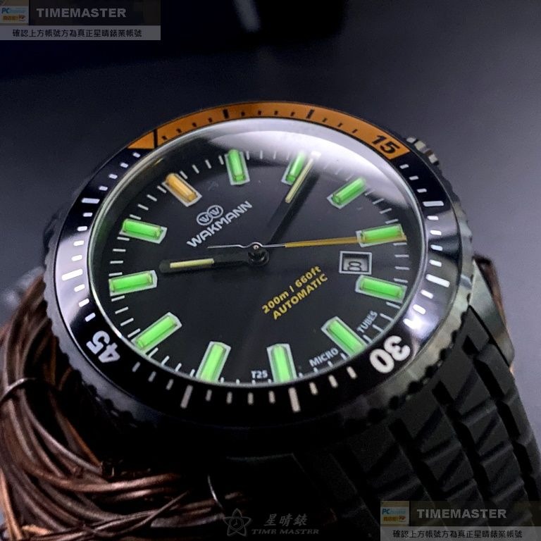 WAKMANN:手錶,型號:WA00033,男錶42mm黑錶殼黑色錶面矽膠錶帶款-細節圖3