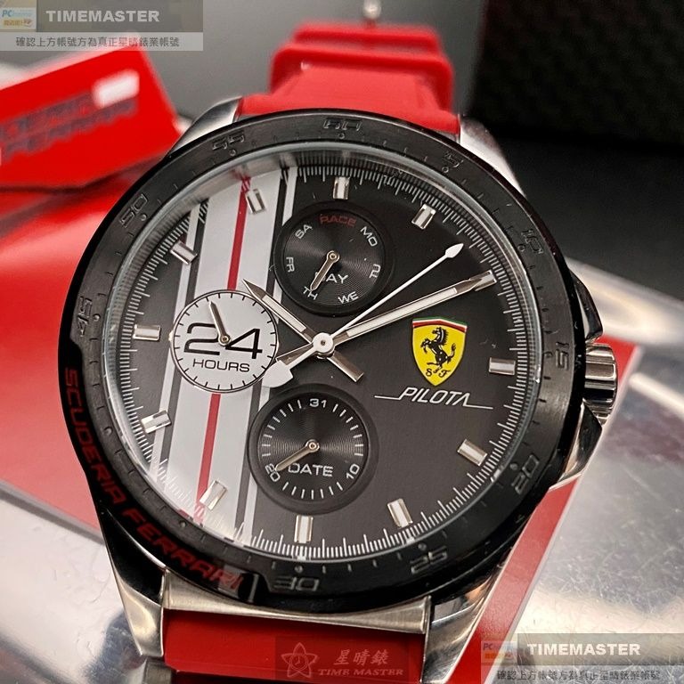FERRARI:手錶,型號:FE00068,男錶42mm黑錶殼黑色錶面矽膠錶帶款-細節圖11