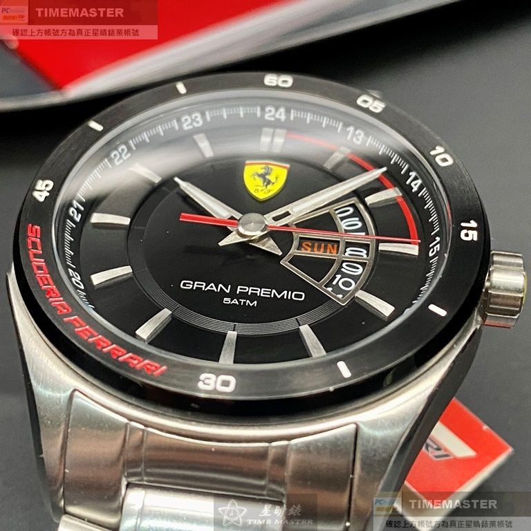 FERRARI:手錶,型號:FE00071,男錶46mm黑錶殼黑色錶面精鋼錶帶款-細節圖9
