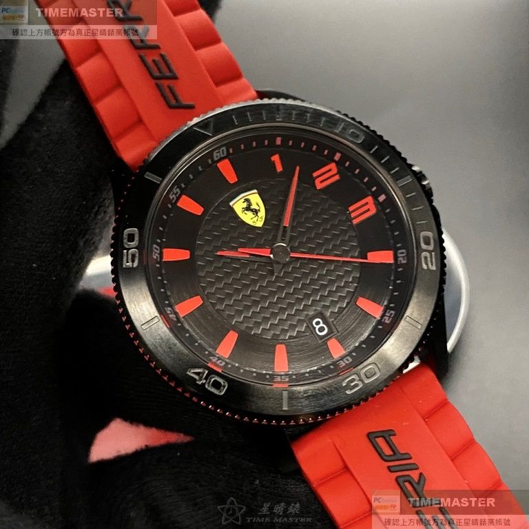 FERRARI:手錶,型號:FE00072,男錶48mm黑錶殼黑色錶面真皮皮革錶帶款-細節圖3